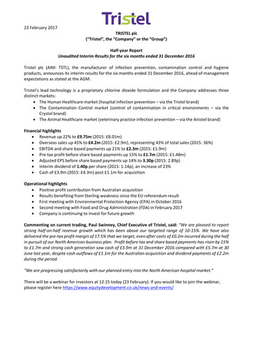 Thumbnail Tristel Half-year Report fy2017-h1