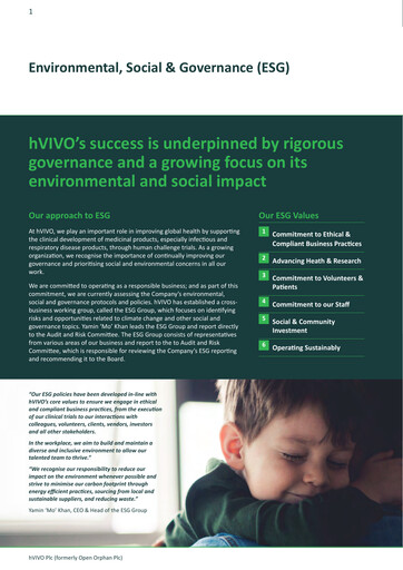 Thumbnail hVIVO ESG Report 2022