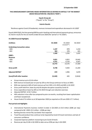 Vorschaubild Equals Group Halbjahresbericht 2020-h1