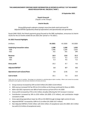 Vorschaubild Equals Group Halbjahresbericht 2021-h1