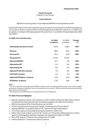Vorschaubild Equals Group Halbjahresbericht 2024-h1