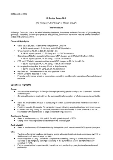 Miniature IG Design Group Rapport semestriel 2016-h1