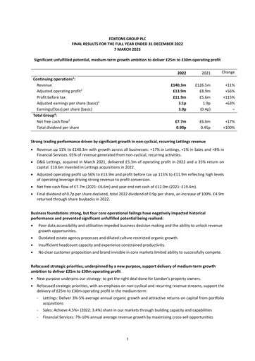 Thumbnail Foxtons Group Financial Report 2022