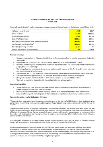 Thumbnail Foxtons Group Half-year Report 2018-h1