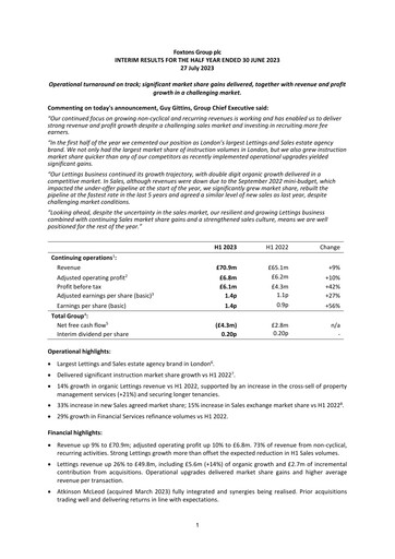 Thumbnail Foxtons Group Half-year Report 2023-h1