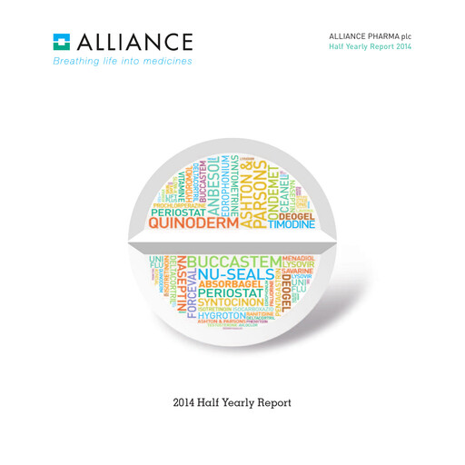 Miniature Alliance Pharma Rapport semestriel 2014-h1