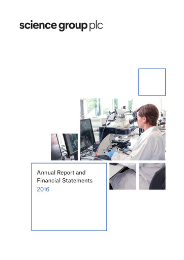 Thumbnail Science Group Annual Report 2016