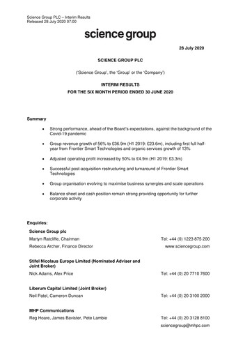 Thumbnail Science Group Half-year Report 2020-h1