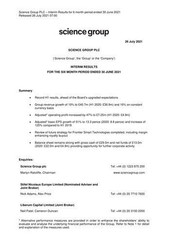 Thumbnail Science Group Half-year Report 2021-h1