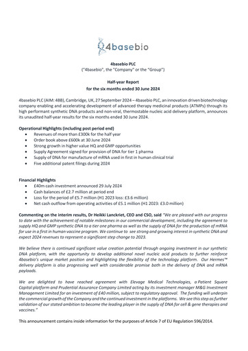 Thumbnail 4basebio Half-year Report 2024-h1