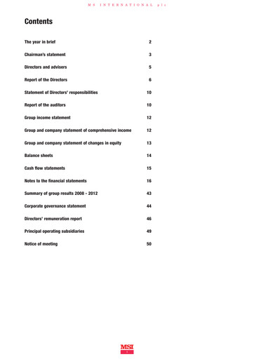 Thumbnail MS INTERNATIONAL plc Annual Report 2012