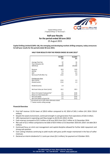 Thumbnail Capital Limited Half-year Report 2015-h1