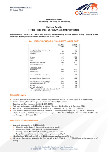 Thumbnail Capital Limited Half-year Report 2016-h1