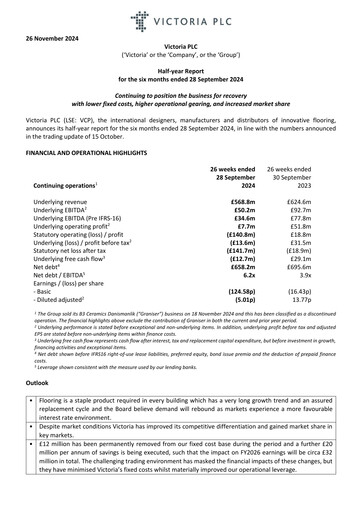 Thumbnail Victoria PLC Half-year Report 2025-h1