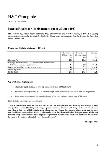 Miniature H&T Group plc Rapport semestriel 2007-h1