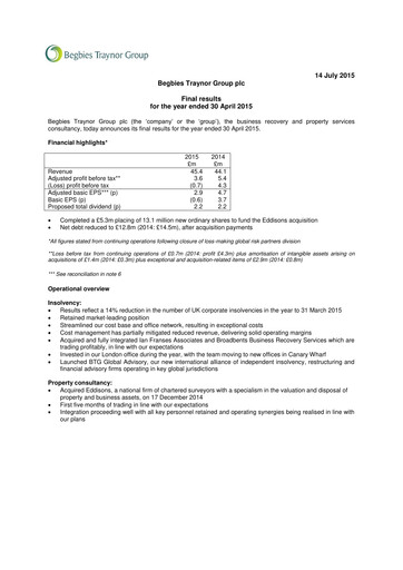 Thumbnail Begbies Traynor Group Financial Report 2015