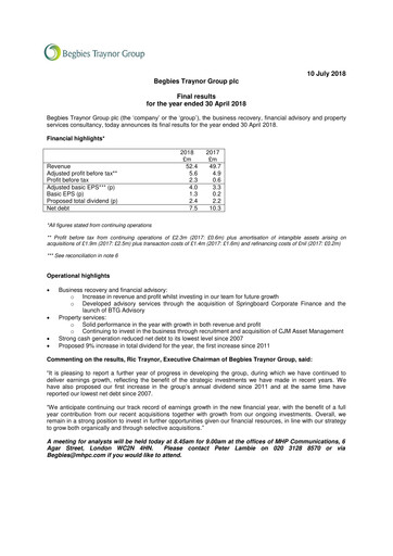Thumbnail Begbies Traynor Group Financial Report 2018
