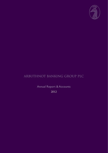 Thumbnail Arbuthnot Banking Group Annual Report 2012