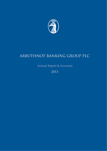 Thumbnail Arbuthnot Banking Group Annual Report 2013