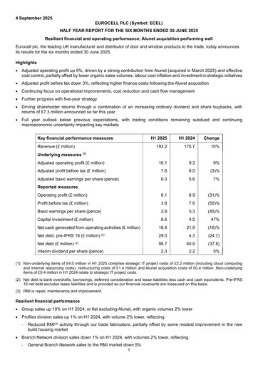 Thumbnail Eurocell Half-year Report 2025-h1
