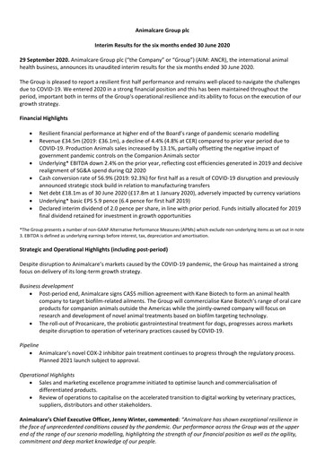 Thumbnail Animalcare Group Half-year Report 2020-h1