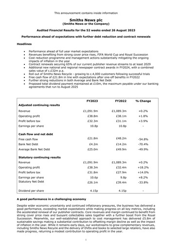 Thumbnail Smiths News Financial Report 2023