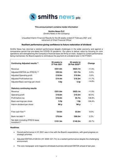 Thumbnail Smiths News Half-year Report 2021-h1