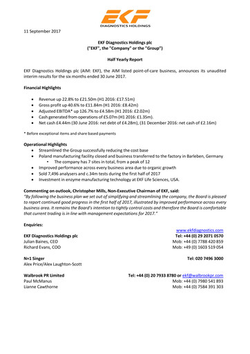 Thumbnail EKF Diagnostics Half-year Report 2017-h1
