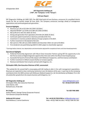 Thumbnail EKF Diagnostics Half-year Report 2019-h1