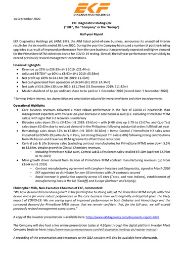 Thumbnail EKF Diagnostics Half-year Report 2020-h1