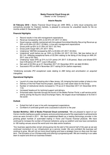 Thumbnail Beeks Financial Cloud Group Half-year Report 2018-h1