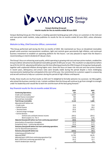 Thumbnail Vanquis Banking Group Half-year Report 2023-h1