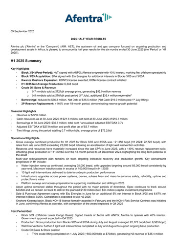 Thumbnail Afentra Half-year Report 2025-h1