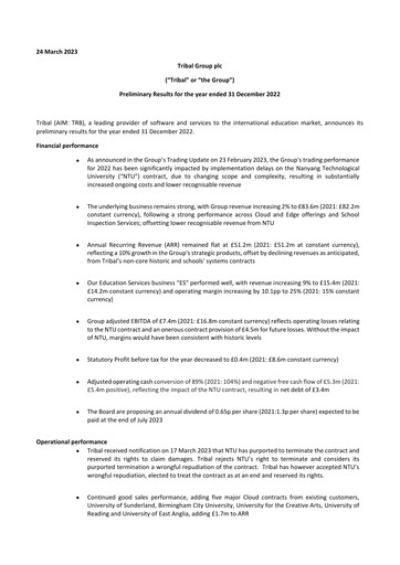 Thumbnail Tribal Group Financial Report 2022
