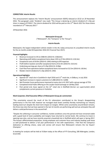 Thumbnail Motorpoint Group Half-year Report 2017-h1