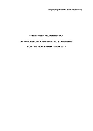 Thumbnail Springfield Properties Annual Report 2018