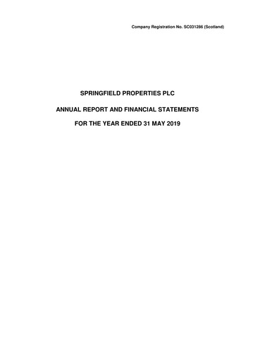 Thumbnail Springfield Properties Annual Report 2019
