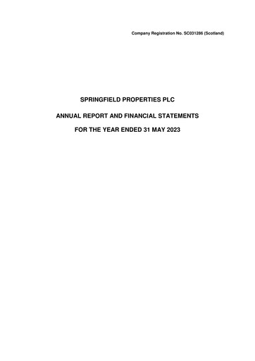 Thumbnail Springfield Properties Annual Report 2023