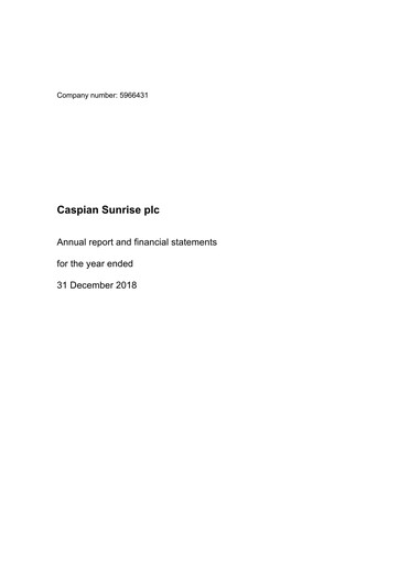 Thumbnail Caspian Sunrise Annual Report 2018