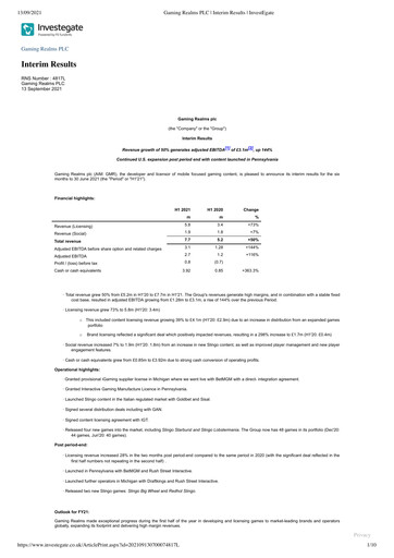 Thumbnail Gaming Realms Half-year Report 2021-h1