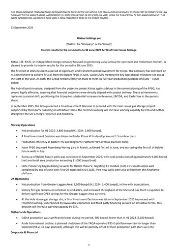 Thumbnail Kistos Holdings Half-year Report 2025