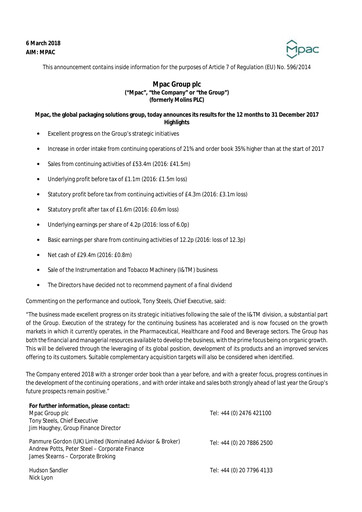 Miniature Mpac Group Rapport financier 2017