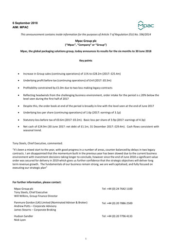 Thumbnail Mpac Group Half-year Report 2018-h1