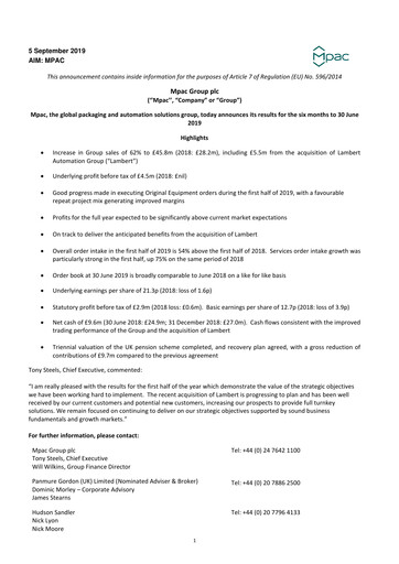 Thumbnail Mpac Group Half-year Report 2019-h1