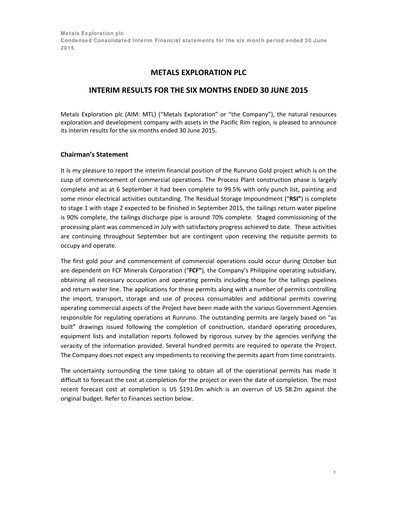 Thumbnail Metals Exploration Half-year Report 2015-h1
