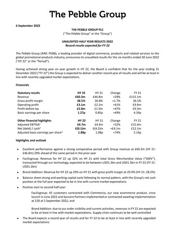 Thumbnail The Pebble Group plc Half-year Report 2022-h1
