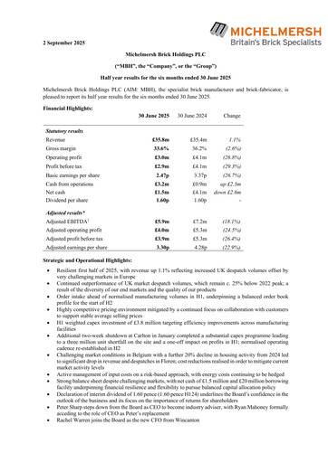 Vorschaubild Michelmersh Brick Holdings plc Halbjahresbericht 2025-h1