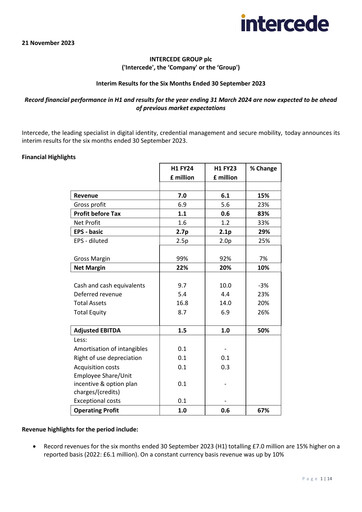 Thumbnail Intercede Group plc Half-year Report 2023-h1