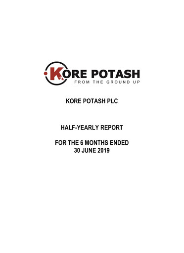 Vorschaubild Kore Potash plc Halbjahresbericht 2019-h1