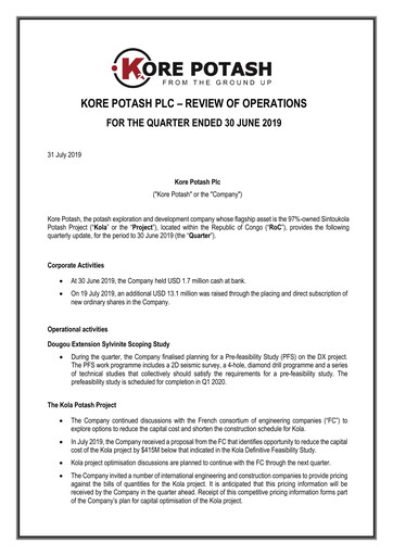 Vorschaubild Kore Potash plc Quartalsbericht 2019-q2